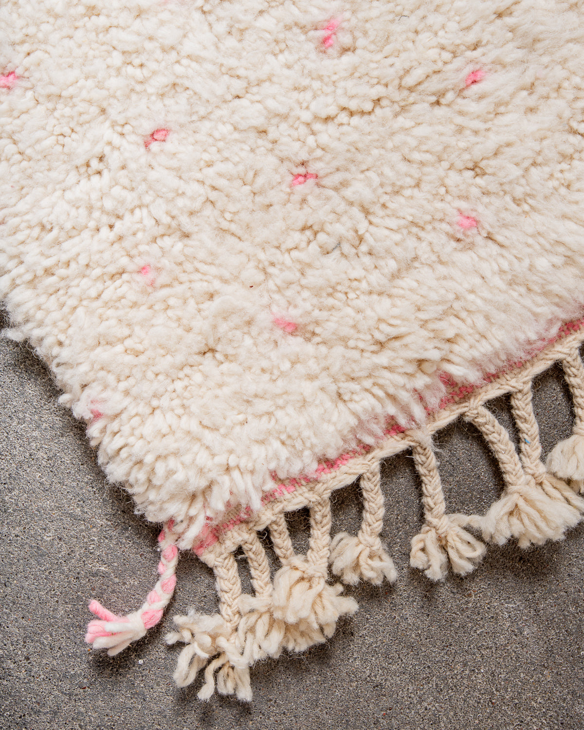 Modern, designer, handcrafted Berber rug from Morocco. Beniourain carpet with beautiful colours and patterns and fluffy wool texture.